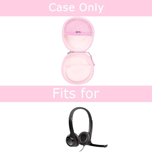 Mchoi Hard Portable Case for Logitech H390 USB Headset, Case Only, Stylish Pink Design