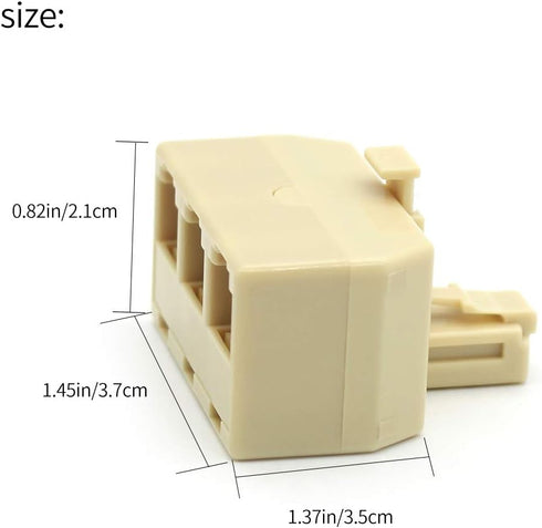 Modular Telephone Splitter Adapter RJ11 6P4C, 3-Way Line Socket Triplex Divider Connector, Beige (Pack of 2)