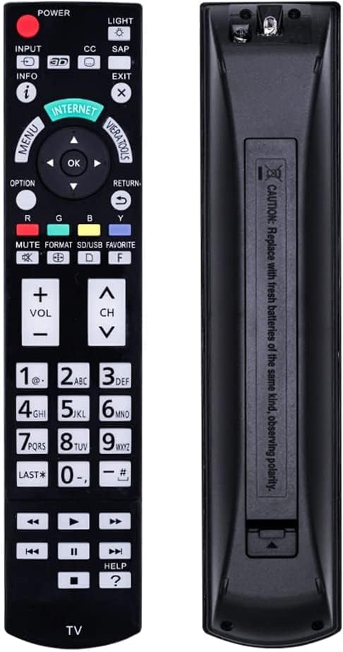 Replacement Remote Control N2QAYB000703 for Panasonic Viera TV Models TC-P50ST50, TC-L42ET5, TC-P55ST50, TC-P55VT50,