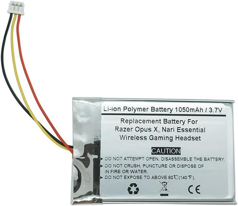 1050mAh 3.7V Replacement Battery for Razer Opus X, Nari Essential Wireless Gaming Headset, 1ICP5/34/50 1S1P