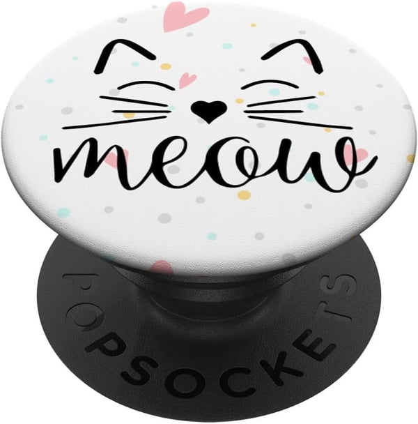Meow Cute Cat Face Funny Quote for Cat Fans PopSockets Standard PopGrip.