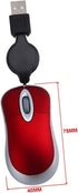 UKCOCO Mini USB Wired Mouse, Retractable Cable Laptop Mouse Wired Mouse Optical Compact Travel Mute Mice for PC Desktop Mouse Notebook Computer Red