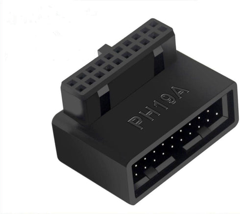 USB 3.0 90 Degree Motherboard Adapter, 19 Pin/20 Pin Male to Female Extension Adapter for Desktop