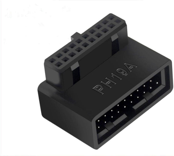 USB 3.0 90 Degree Motherboard Adapter, 19 Pin/20 Pin Male to Female Extension Adapter for Desktop