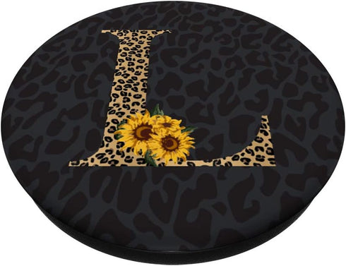 Monogram Letter L Leopard Cheetah Animal Print PopSockets Swappable PopGrip