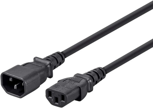 Monoprice 3-Prong Extension Cord - 10 Feet - Black | IEC 60320 C14 to C13, 18AWG, 10A, 125V