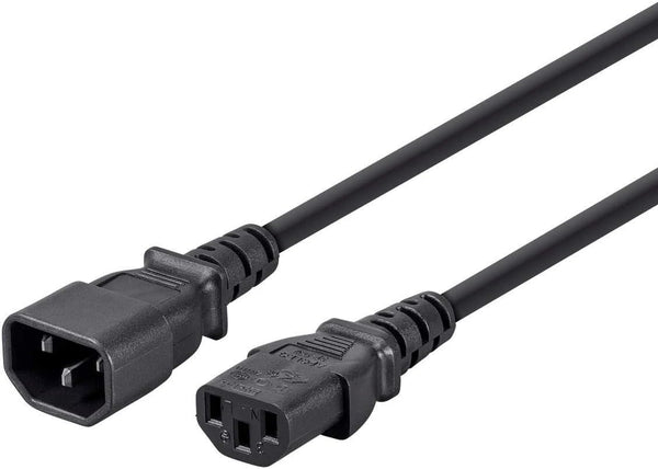 Monoprice 3-Prong Extension Cord - 10 Feet - Black | IEC 60320 C14 to C13, 18AWG, 10A, 125V