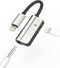 iPhone Headphone Adapter 2in1 AUX Jack Cable, Lightning to 3.5mm Splitter Dongle, Apple MFI Certified for iPhone 13 12