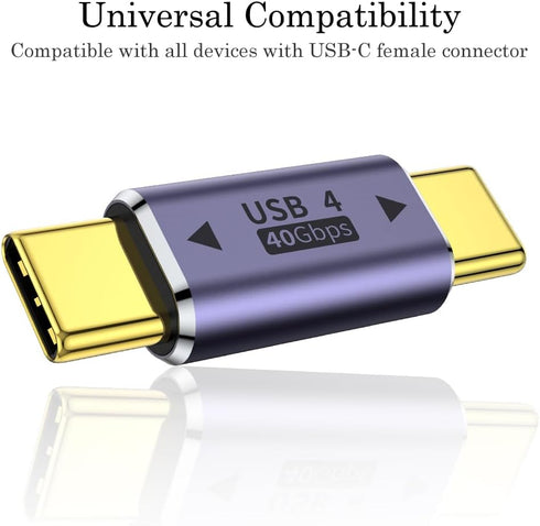 AuviPal USB C Male to Male Adapter (2 Pack), Type C Connector Extender for Thunderbolt 4/3, 100W Charging