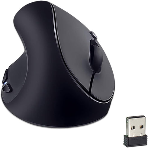 Left-Handed Mouse, 2.4GHz Ergonomic Vertical DPI 800/1200/1600 Wireless Mouse with USB Receiver for Small Hand, Black
