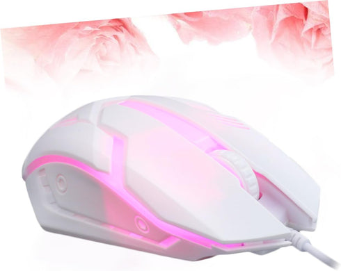 Housoutil White Wired Gaming Mouse USB Backlit Light up Computer Mouse Ergonomic Design for Laptop Desktop Home Dorm