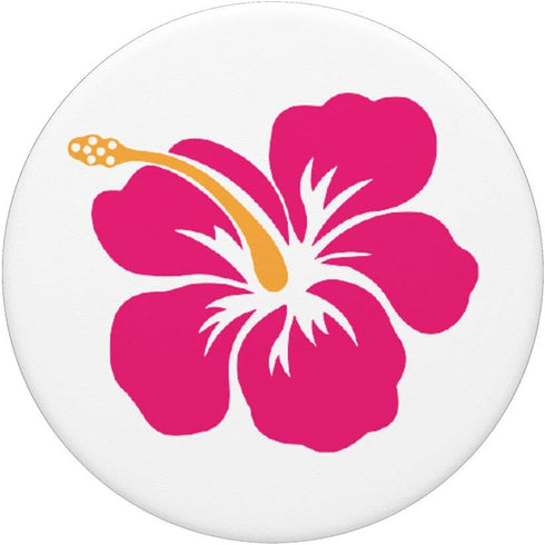 Hibiscus Flower Pink on White Hawaiian PopSockets Grip and Stand for Phones and Tablets