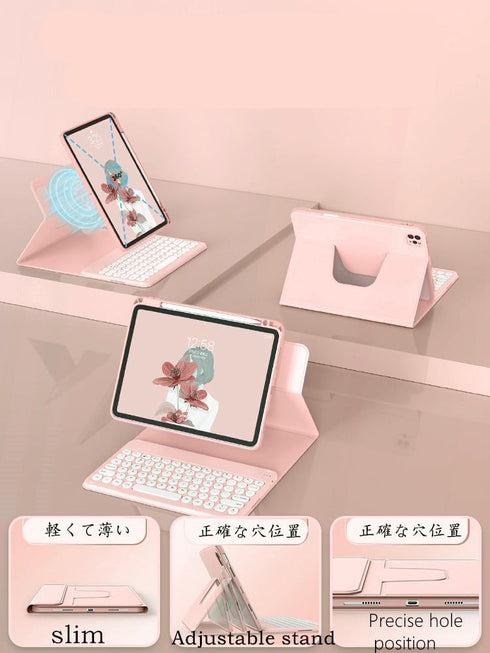 Keyboard Case for iPad 9th 8th 7th Gen 10.2 inch with Mouse, 360° Rotating Kickstand, Clear Back Cover