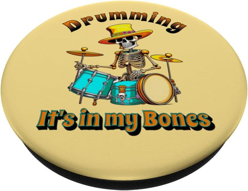 Skeleton Playing the Drums PopSockets Standard Grip