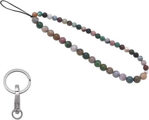C&L Accessories Handmade Beaded Phone Charm, Natural Gemstone Cell Phone Lanyard Wrist Strap