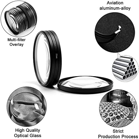 40.5mm Close-up Filter Kit 4 Pieces(+1,+2,+4,+10) Macro Filter Accessory Close-up Lens Filter Kit Set with Lens Filter Pouch for Canon Nikon Sony Pentax Olympus Fuji DSLR Camera+Lens Cap