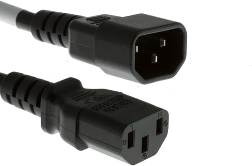 CablesAndKits AC Power Cord 2ft IEC C14 to C13, 18 AWG, 10A 250V