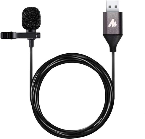 MAONO USB Lavalier Microphone - 192KHZ/24BIT Omnidirectional Clip on Mic for PC, YouTube, Podcasting, AU-UL10