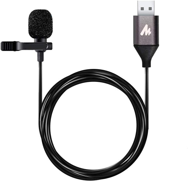 MAONO USB Lavalier Microphone - 192KHZ/24BIT Omnidirectional Clip on Mic for PC, YouTube, Podcasting, AU-UL10