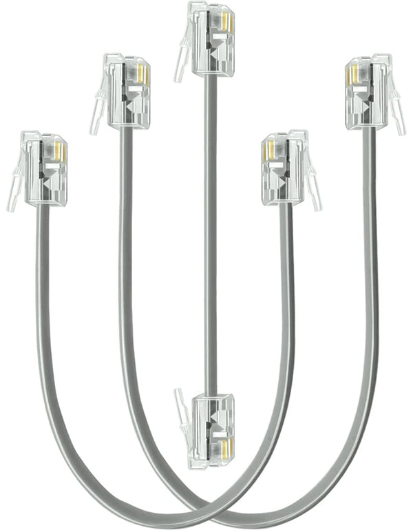 3Pack Short Phone Cord Kit for Landline, 3, 6, 8 inch RJ11 6P4C Male to Male Telephone Cord
