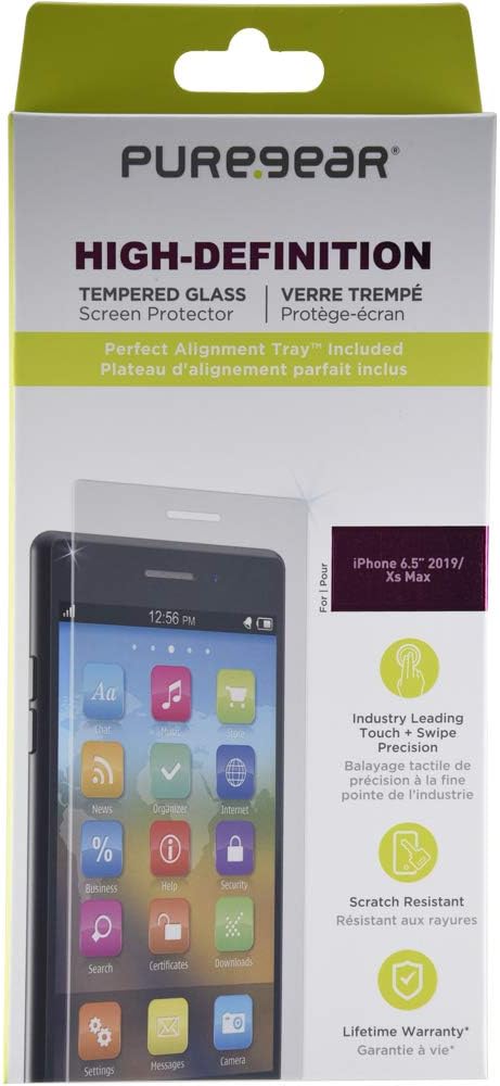 PureGear HD Clear Tempered Glass Screen Protector for iPhone 11 Pro Max, Touch Sensitive, Case Friendly