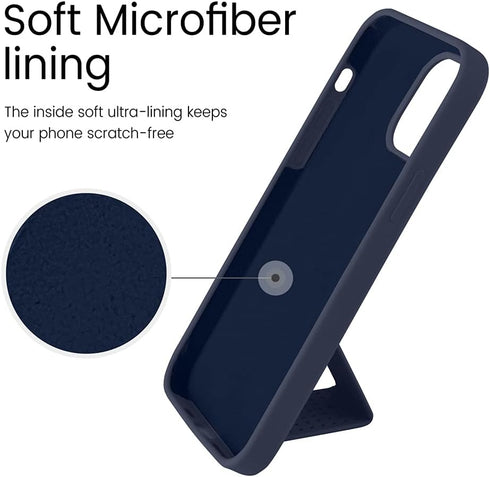 LAUDTEC Silicone Kickstand Case for iPhone 13 Pro, Vertical and Horizontal Stand with Hand Strap (Blue)