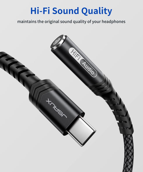 JSAUX 2-Pack USB Type C to 3.5mm Female Headphone Jack Adapter, USB C to Aux Audio Dongle Cable, Compatible with iPhone