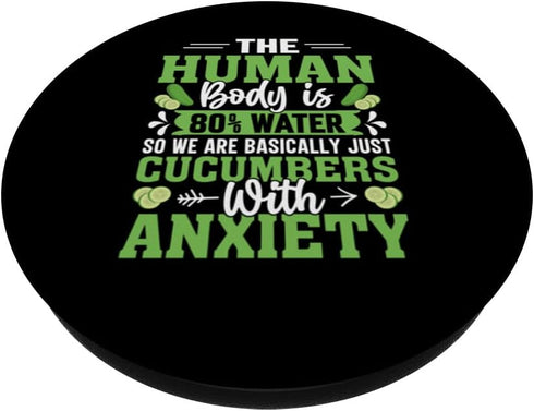PopSockets Standard PopGrip Pickle Cucumber Body With Anxiety Funny Vegetable Humor