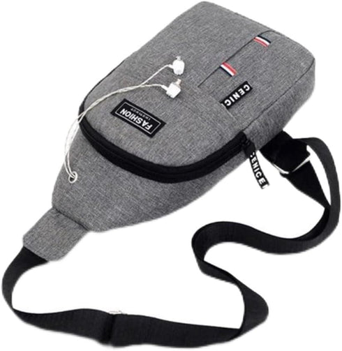 Waterproof Shoulder Pack Earbud Case, Zipper Pouch, Grey