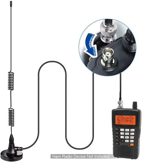 BINGFU 20-1300MHz Police Scanner Antenna Magnetic Base HF VHF UHF Two Way Ham Radio BNC Male Antenna Compatible