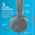 JLab Studio On-Ear Headphones, Wired, Gray/Blue, Ultra-Plush Faux Leather, 40mm Neodymium Drivers, Tangle-Free Cord.