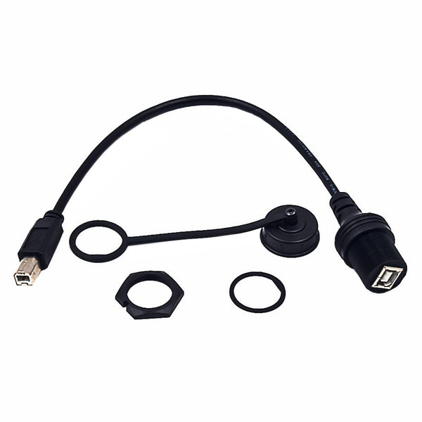 0.3 Meter USB Type B 2.0 Mount Cable, USB B Male to Female Flush Panel Extension Cord