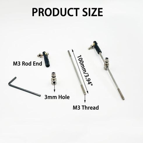 Gracilaria 2PCS (M3 End,M3x100mm RC Boat Push Rod Kit Plastic Tie Rod Ends Ball Joint with Pushrod and Pushrod