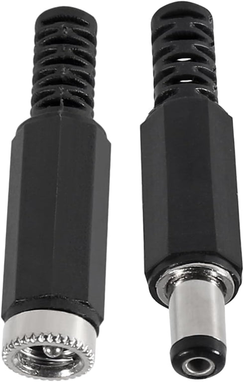 5Pcs Replacement Male Plug Power Supply Ends DC 5.5x2.1mm with 5Pcs DC Female Jack Solder Type DIY Connector