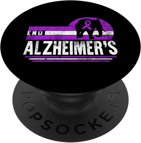 End Alzheimer's Awareness Elephant PopSockets Swappable PopGrip for Dementia Warrior Support