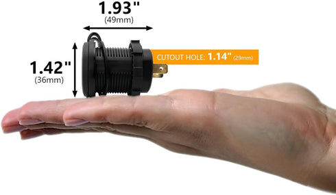 MGI SpeedWare Dual USB Port Charger Socket for Cars, 12V 24V 36W PD Type-C + QC3.0 Quick-Charge Socket