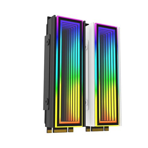 M.2 2280 ARGB Hard Drive Heatsink Cooling SSD Cooler, 5V 3Pin RGB Sync, Efficient Heat Dissipation, White