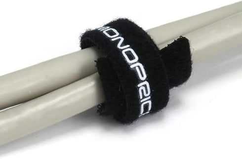 Monoprice Hook & Loop Fastening Cable Ties, 6 inch, 100 pcs/Pack - Black