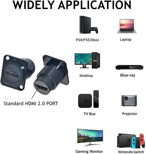 PENGLIN 10Pack HDMI Panel Mount Coupler, Female to Female 4K Adapter, HDMI D-Type Pass Through Connector with Cap