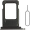 SIM Card Tray Holder Slot Replacement for iPhone 11 (Black) with Waterproof Rubber Ring and Eject Pin (Single Sim
