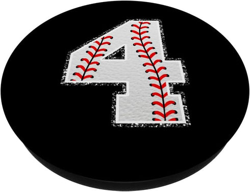#4 Baseball Distressed Number PopSockets Standard PopGrip for Baseball Fans