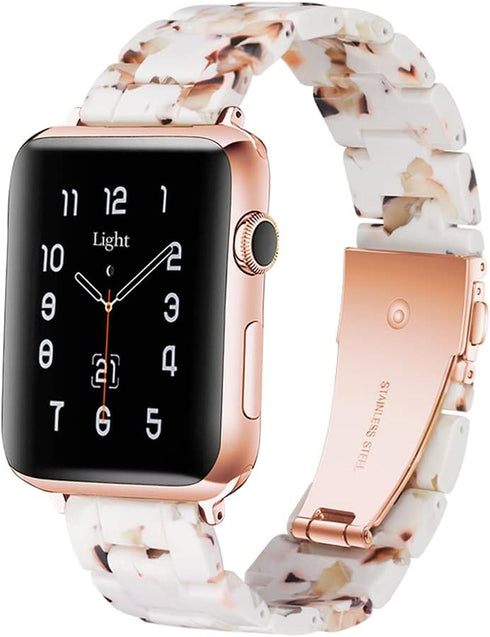 Light Apple Watch Band - Fashion Resin for Apple Watch Series 8, 7, SE, 6, 5, 4, 3, 2, Nougat White