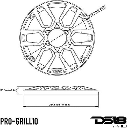 DS18 PRO-GRILL10 Speaker Cover - 10-Inch Black Plastic Universal Grill Cover, Set of 2