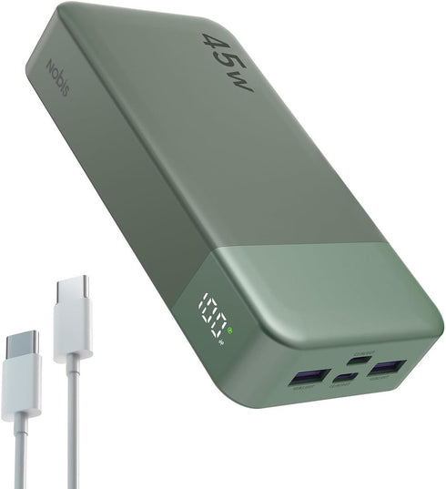 NOBIS Portable Charger, 20000mAh Power Bank, 45W Fast Charging, Battery Pack with C to C Cable, Digital Display for
