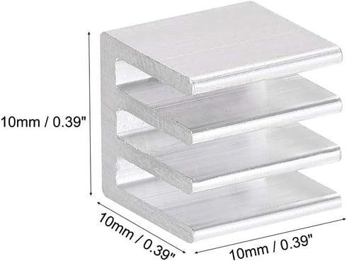 uxcell 10x10x10mm Silver Tone Aluminum Heatsink, Thermal Adhesive Pad Cooler for 3D Printers, 10Pcs