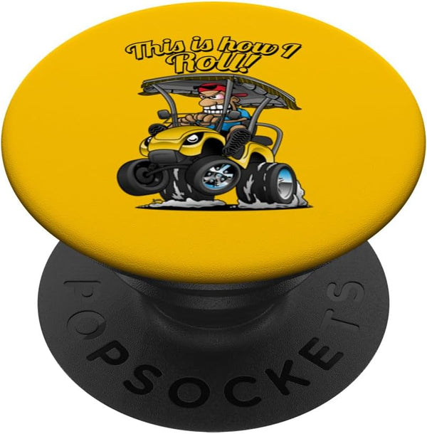 Jeff Hobrath This Is How I Roll! Funny Golf Cart Cartoon Humor Design PopSockets