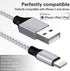Apple MFi Certified 6-Pack Lightning Cables (3/3/6/6/6/10FT) for iPhone 14 Pro/13/12/11 - Fast Charging, Silver & White.