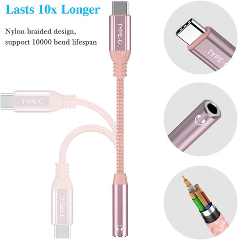 TITACUTE USB C to 3.5mm Jack Audio Adapter, Hi-res Aux Cord Stereo Earphones Dongle for iPad, Samsung, Google Pixel