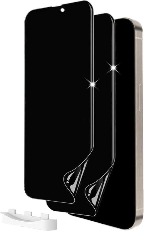 2 Pack Anti-Spy Privacy Screen Protector for iPhone 15 Pro Max 6.7", Flexible TPU Film, Case Friendly, Touch Sensitive