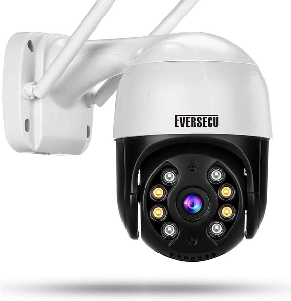 EVERSECU Outdoor PTZ Security Camera, 1080P, 2.4Ghz WiFi, Night Vision, Two Way Audio, Supports SD Card
